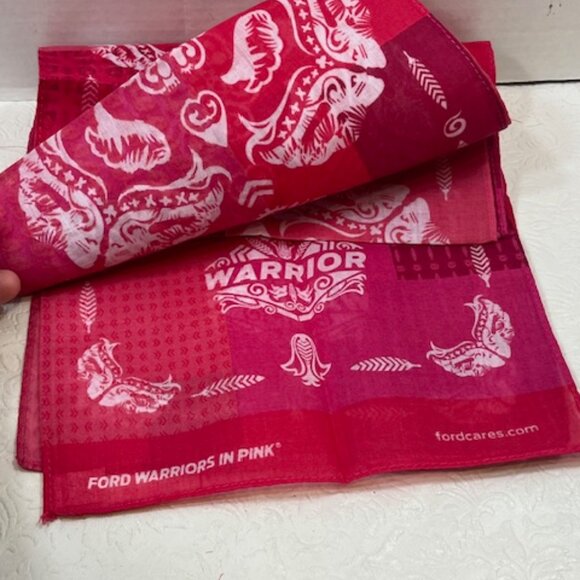 NEW Breast Cancer Awareness: Ford Warriors in Pink Bandana Scarf 52"x9" - Picture 2 of 5